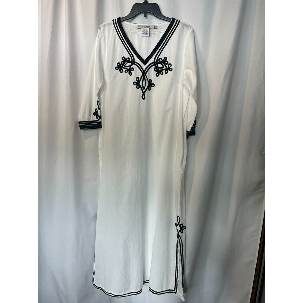 Gretchen Scott Designs Long Caftan / Kaftan Dress M/L Black & White